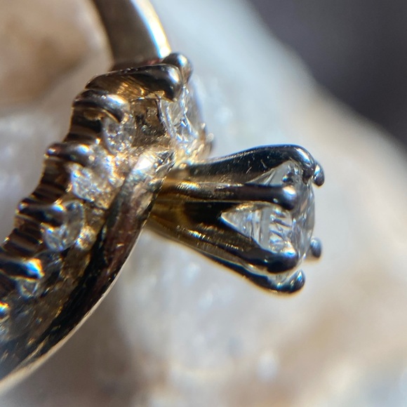 14k yellow Gold Two Piece Diamond Wedding Set - Picture 9 of 12